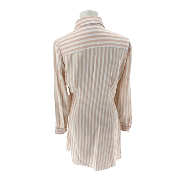 Alex Marie Womens Striped Wrap Shirt Dress Size 6 Pink & White Long Sleeve Polye - Picture 3 of 11